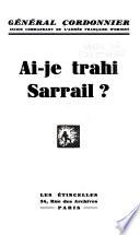 Ai-je trahi Sarrail?