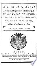 Almanach astronomique et historique de la ville de Lyon