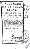 Almanach historique de la ville, diocèse et baillage de Sens pour 1787