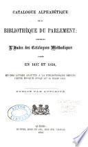 Alphabetical Catalogue of the Library of Parliament