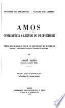 Amos, contribution à l'étude du prophétisme