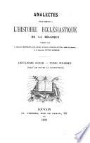 Analectes pour servir à l'histoire ecclésiastique de la Belgique