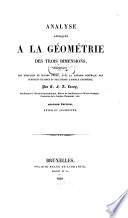 Analyse appliquée a la géométrie des trois dimensions