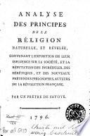 Analyse des principes de la réligion naturelle et révélée