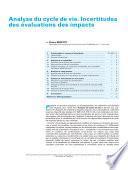 Analyse du Cycle de Vie. Incertitudes des Evaluations des Impacts