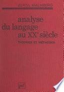 Analyse du langage au XXe siècle