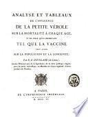 Analyse et tableaux de l'influence de la petite vérole sur la mortalité à chaque âge, et de celle qu'un préservatif tel que la vaccine peut avoir sur la population et la longévité