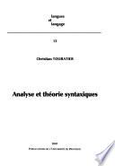 Analyse et théorie syntaxiques