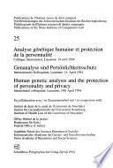 Analyse génétique humaine et protection de la personnalité