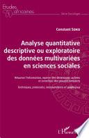 Analyse quantitative descriptive ou exploratoire des données multivariées en sciences sociales