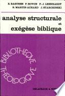 Analyse strucuturale et exégèse biblique