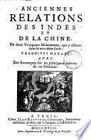 Anciennes relations des Indes et de la Chine, de deux voyageurs mahometans, tr. d'arabe [Akhbâr al-Sîn wal-Hind, by E. Renaudot.].