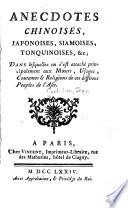 Anecdotes chinoises, japonoises, siamoises, tonquinoises, &c