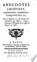 Anecdotes Chinoises, Japonoises, Siamoises, Tonquinoises etc