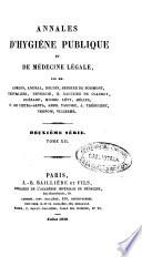 Annales d'hygiène publique et de médecine légale