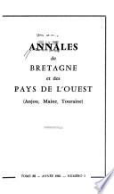 Annales de Bretagne et des pays de l'ouest, Anjou, Maine, Touraine