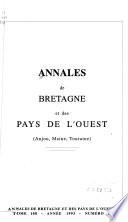 Annales de Bretagne et des pays de l'ouest, Anjou, Maine, Touraine