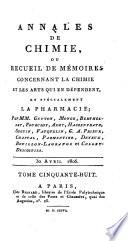 Annales de chimie, ou, Recueil de mémoires concernant la chimie et les arts qui en dépendent