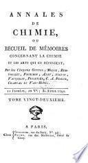 Annales de chimie, ou, Recueil de mémoires concernant la chimie et les arts qui en dépendent