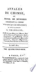 Annales de chimie, ou, Recueil de mémoires concernant la chimie et les arts qui en dépendent