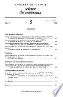 Annales de chimie--science des matériaux
