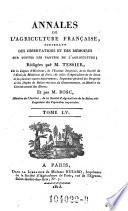 Annales de l'agriculture francoise. Red. par ... Tessier