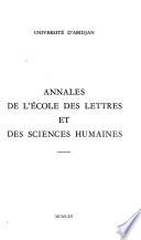 Annales de l'École des Lettres et des Sciences Humaines
