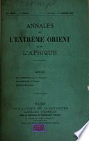 Annales de l'Extrême Orient et de l'Afrique