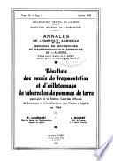 Annales de l'Institut agricole et des services de recherches et d'exérimentation agricoles de l'Algérie