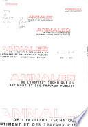 Annales de l'Institut technique du bâtiment et des travaux publics