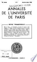 Annales de l'Université de Paris