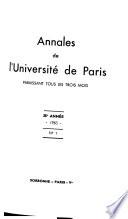 Annales de l'Université de Paris