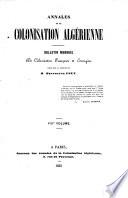 Annales de la colonisation Algérienne