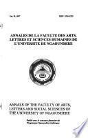 Annales de la Faculté des arts, lettres et sciences humaines de l'Université de Ngaoundéré