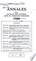 Annales de la Faculté Des Lettres, Arts Et Sciences Humaines