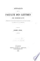 Annales de la Faculté des lettres de Bordeaux