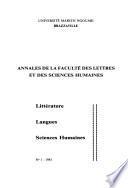 Annales de la Faculté des lettres et des sciences humaines