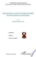 ANNALES DE LA FACULTÉ DES LETTRES ET DES SCIENCES HUMAINES, N°4 - DEUXIÈME SEMESTRE 2010
