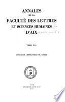 Annales de la Faculté des lettres et sciences humaines d'Aix