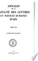 Annales de la Faculté des lettres et sciences humaines d'Aix