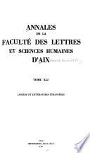 Annales de la Faculté des lettres et sciences humaines d'Aix