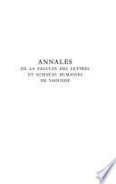 Annales de la Faculté des lettres et sciences humaines de Yaoundé