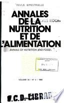 Annales de la nutrition et de l'alimentation