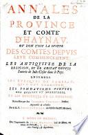 Annales de la province et comté d'Haynau où l'on voit la suitte des comtes depuis leur commencement