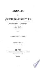 Annales, de la Société d'agriculture, sciences, arts et commerce du Puy