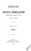 Annales de la Société d'émulation (agriculture, lettres et arts) de l'Ain