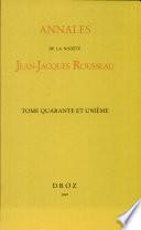 Annales de la société Jean-Jacques Rousseau