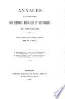 Annales de la Société Royale des Sciences Médicales et Naturelles de Bruxelles