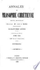 Annales de philosophie chrétienne