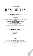 Annales des mines, partie administrative, ou Recueil de lois, décrets, arrètés et autres actes concernant les mines et usines